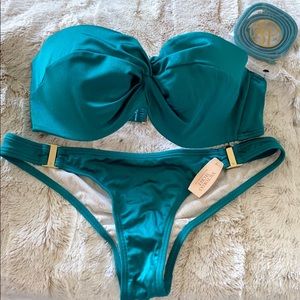 Victoria secret bikini set. Turquoise with gold.